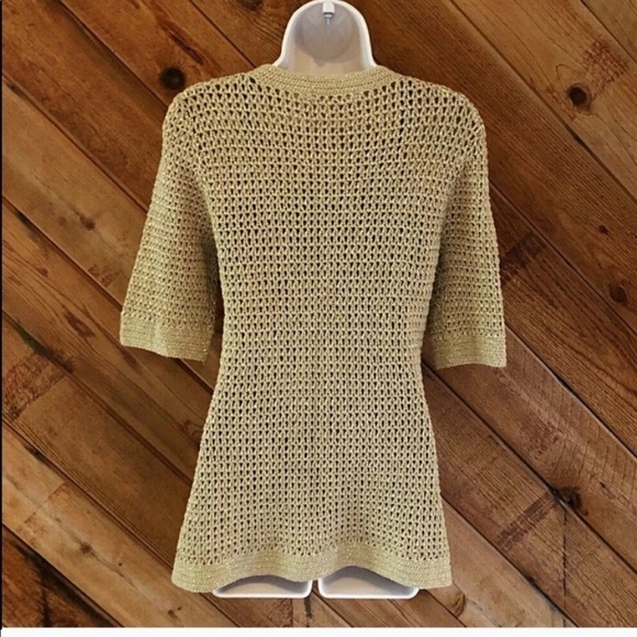 Michael Kors all seasons gold open knit button down ca… - Picture 8 of 10